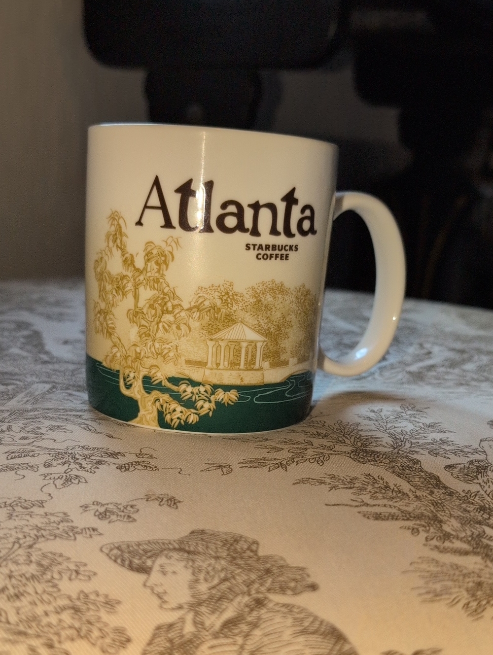 Starbucks Atlanta Mug - White with Green and Gold Artwork